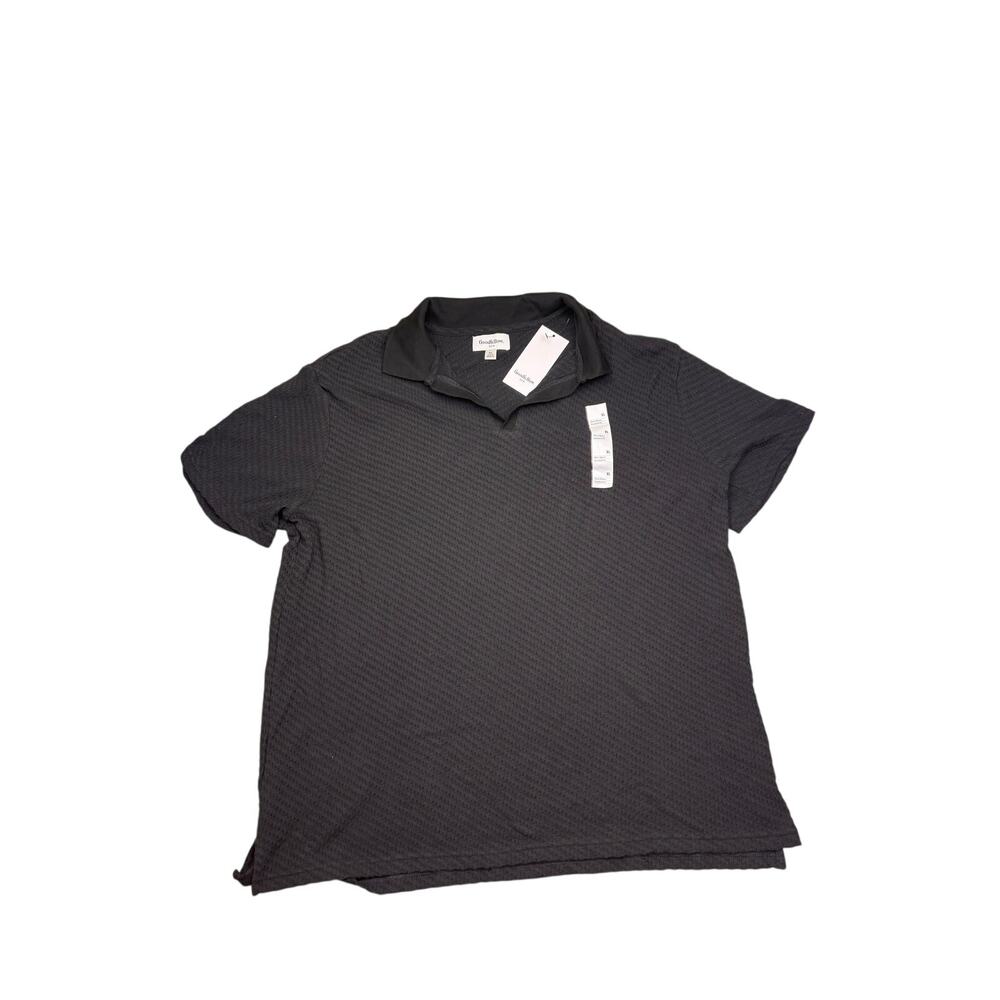 NWT Goodfellow & Co Men's XL Textured Polo Shirt Black Short Sleeve Standard Fit
